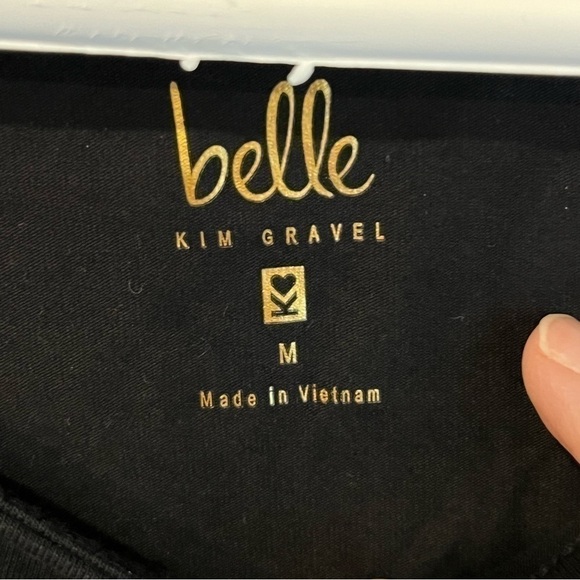 Nwot TripleLuxe Knit Grommet Side Tie Top Black Belle by Kim Gravel Medium M - Picture 5 of 8